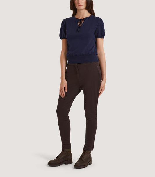Women's Iver Short Sleeve Sweater with Bow in Midnight