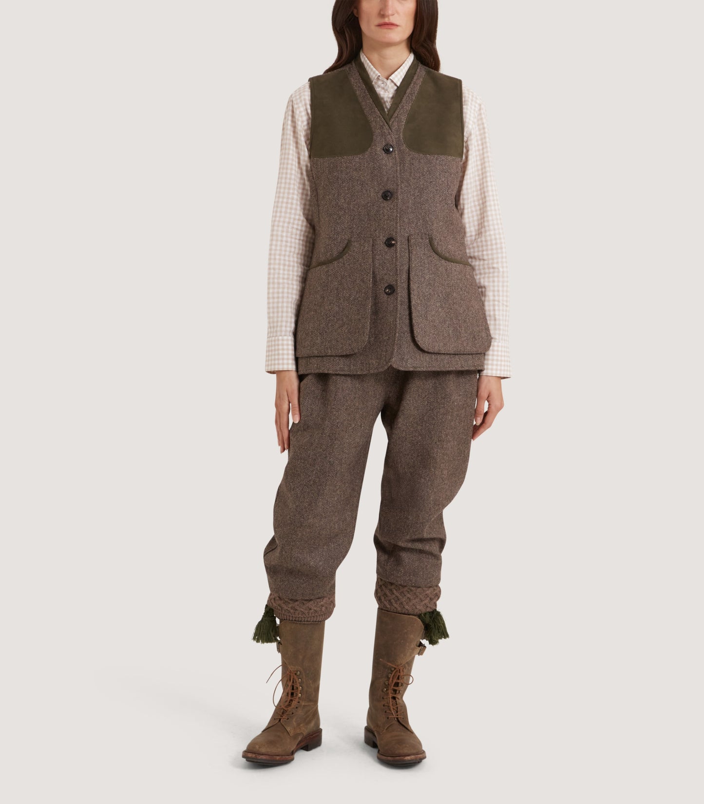 Women's Lightweight Tweed Shooting Vest in Heather
