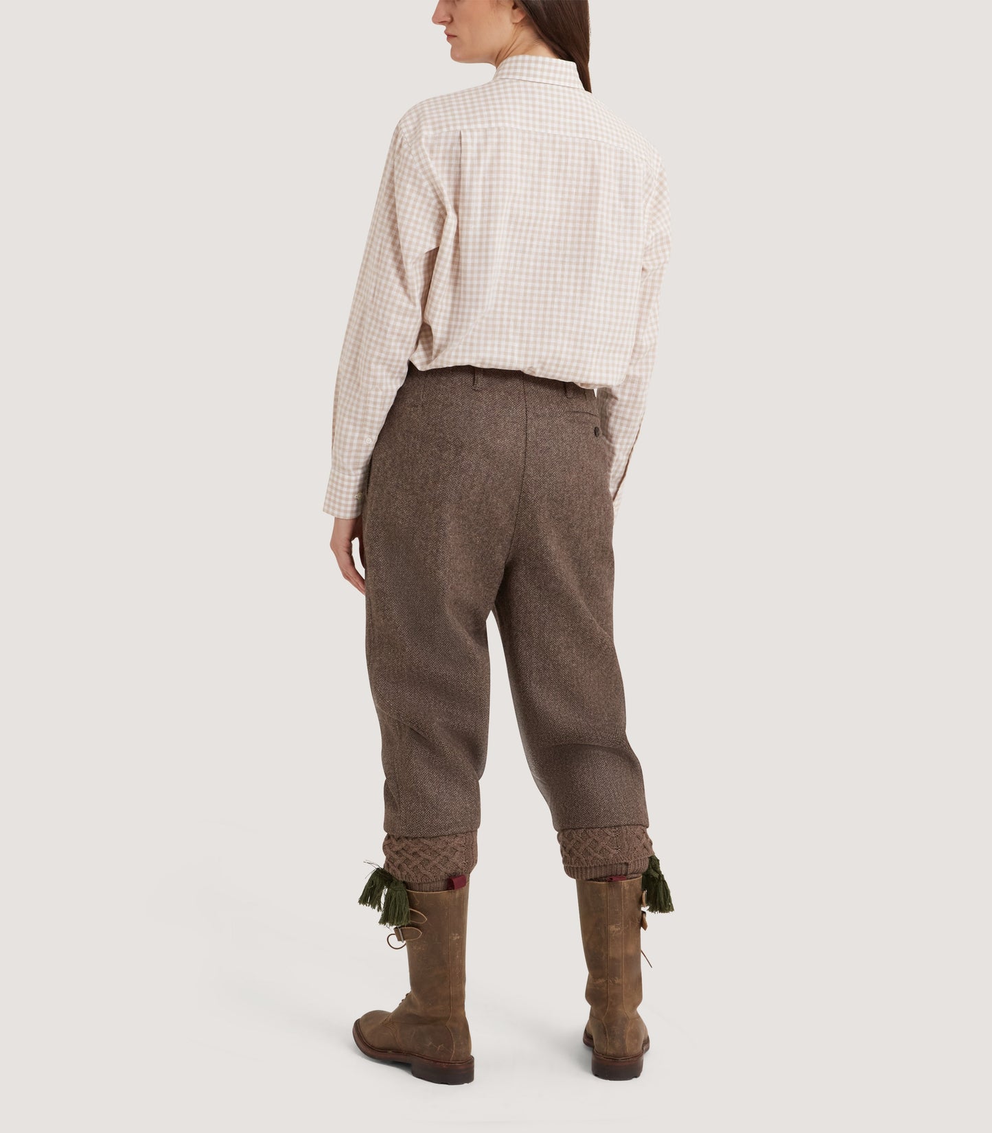 Women's Button Down Collar Gingham Shirt in Stone