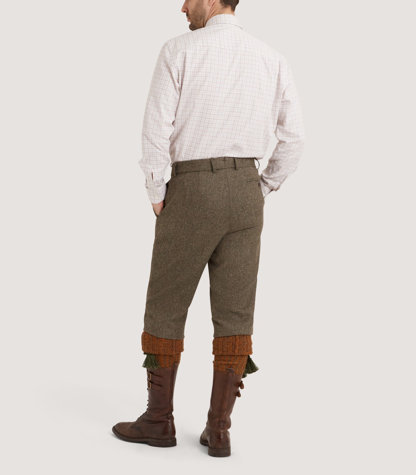 Men's Cut Away Collar Tattersall Shirt in Sky Blue