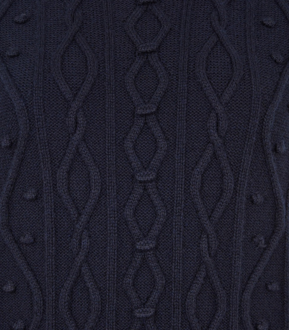 Women's Cotton Cashmere Aran Tank in Midnight