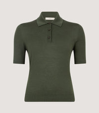 Women's Talla Knitted Short Sleeve Polo Shirt in Loden