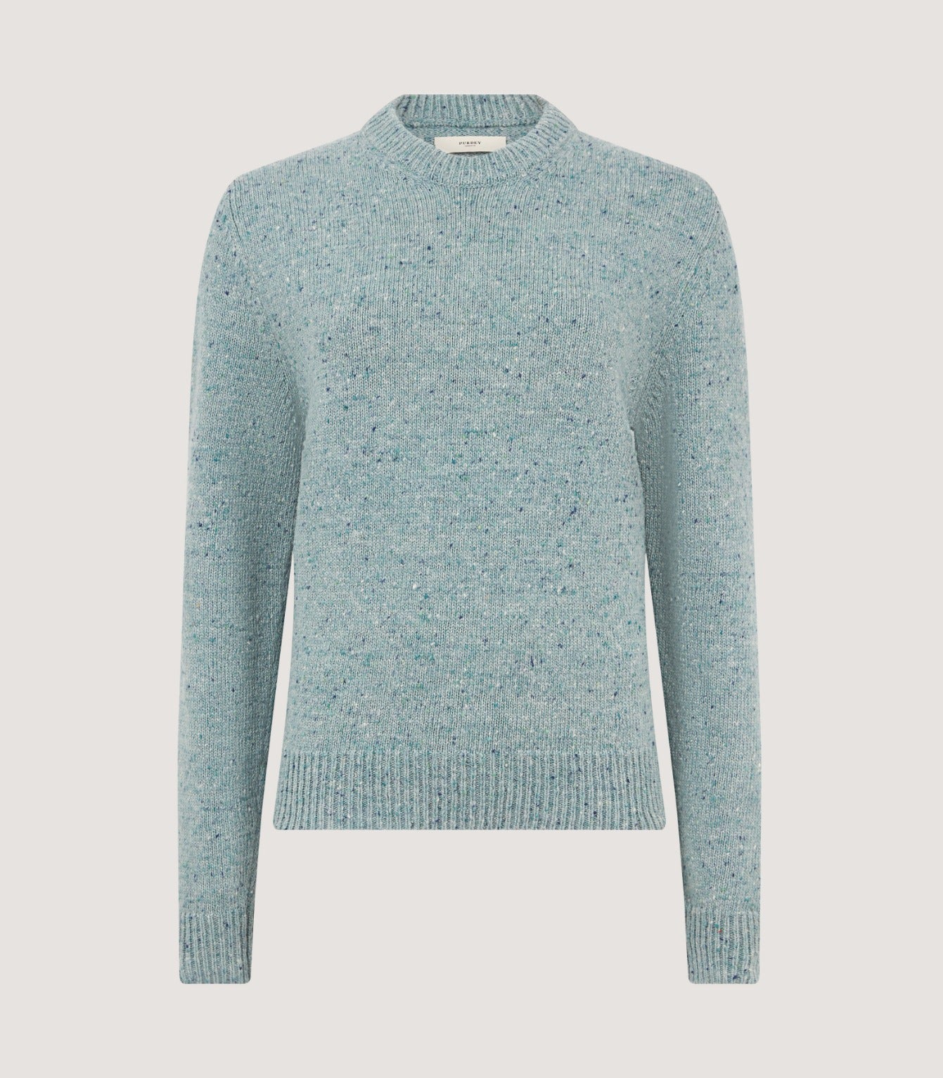 Women's Dorton Donegal Cashmere Sweater with Scarf in Duck Egg Blue