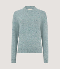 Women's Dorton Donegal Cashmere Sweater with Scarf in Duck Egg Blue