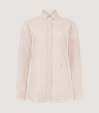 Women's Button Down Collar Gingham Shirt in Stone