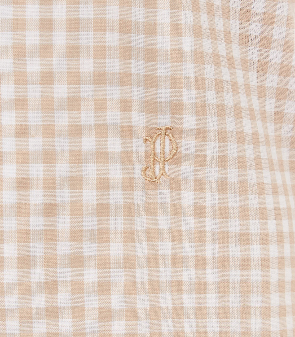 Women's Button Down Collar Gingham Shirt in Stone