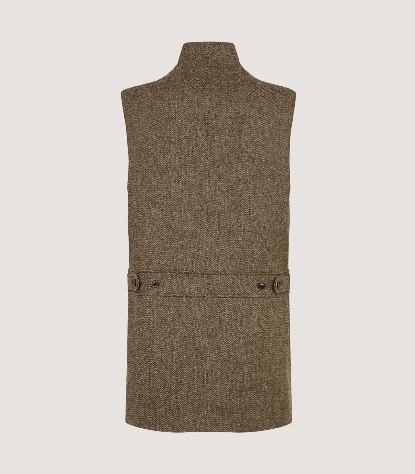 Men's Lightweight Tweed High Collar Vest in Acorn