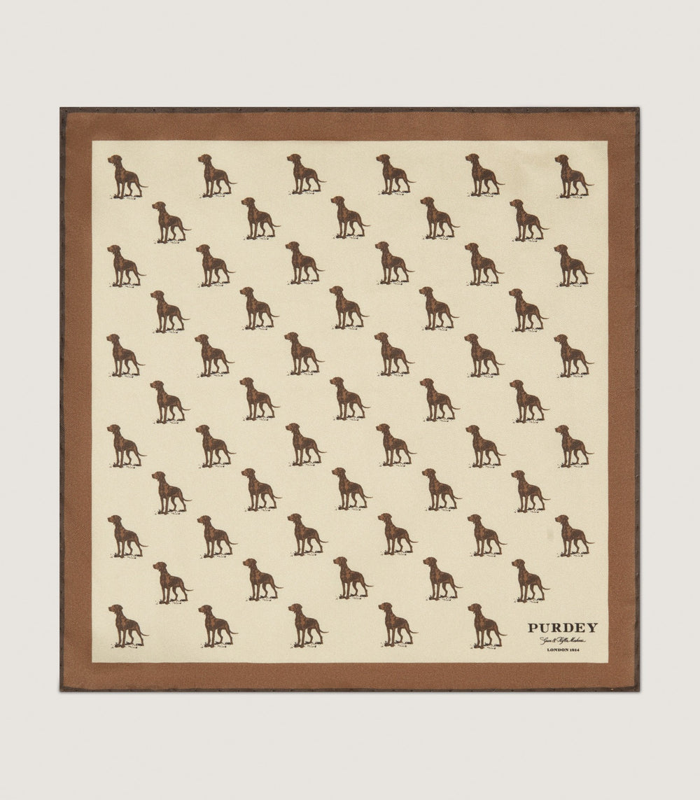 Gun Dog Pocket Square in Mushroom