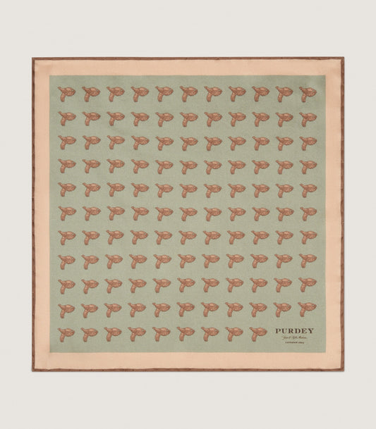 Flying Grouse Pocket Square in Silver