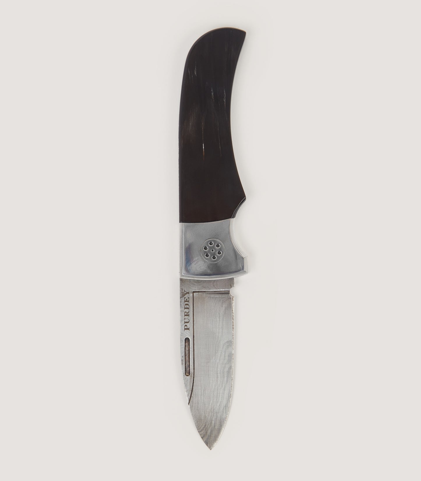 Damascus Folding Knife In Buffalo Horn