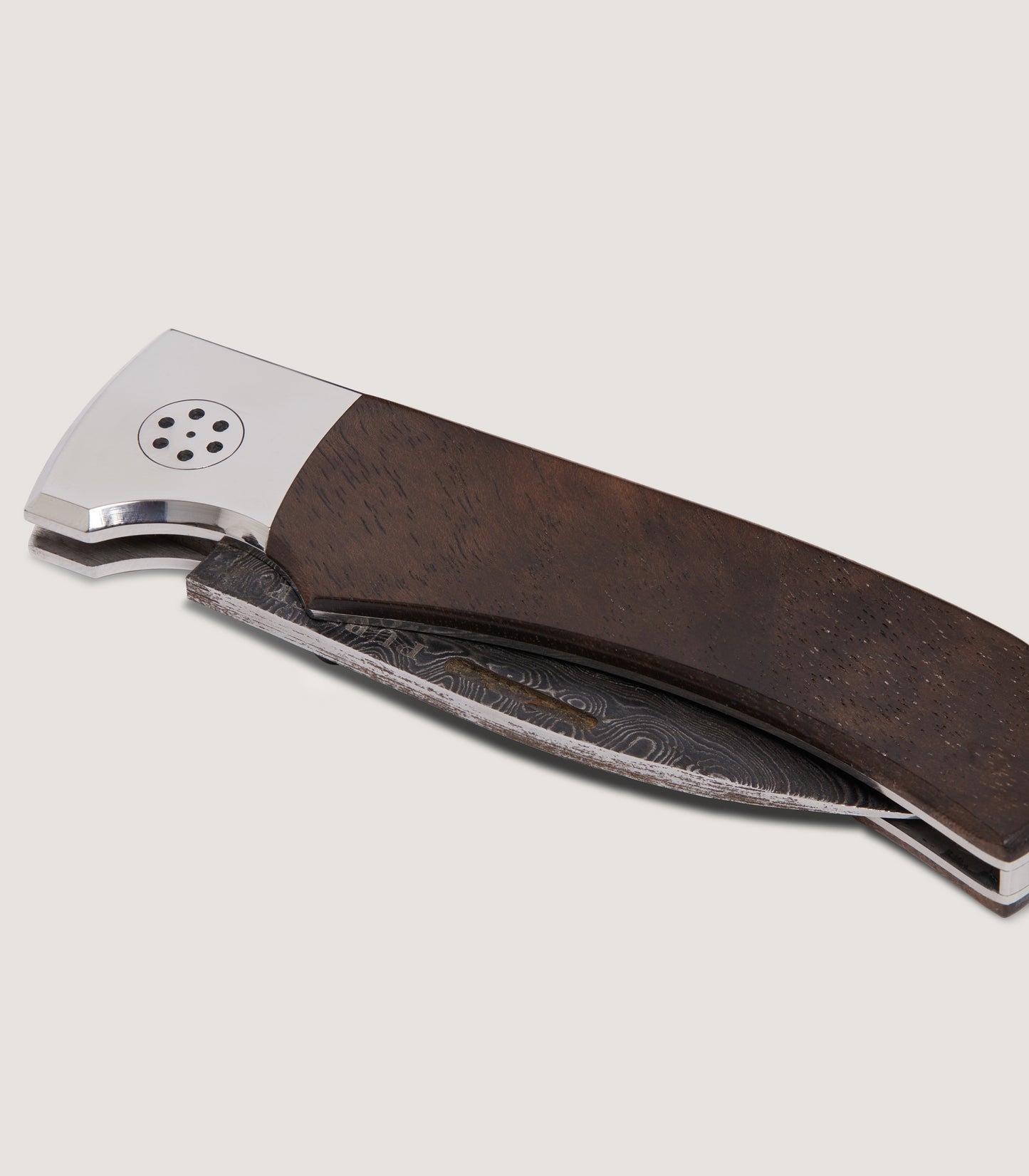 Damascus Folding Knife In Walnut