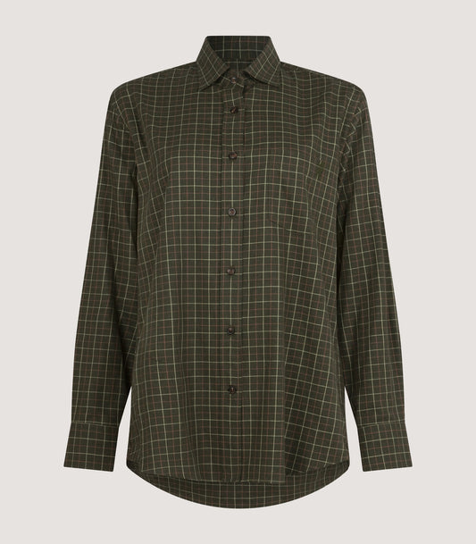 Women's Tattersall Shooting Shirt in Loden
