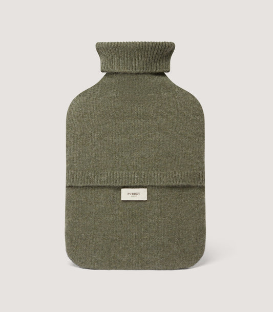 Cable Knit Hot Water Bottle in Moss
