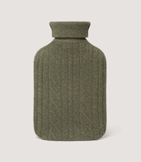 Cable Knit Hot Water Bottle in Moss