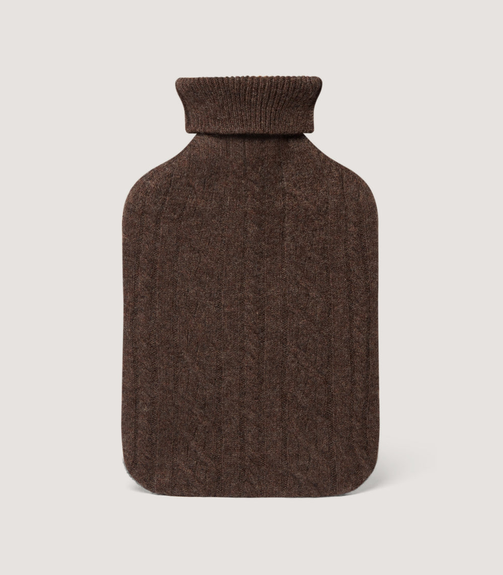 Cable Knit Hot Water Bottle in Walnut
