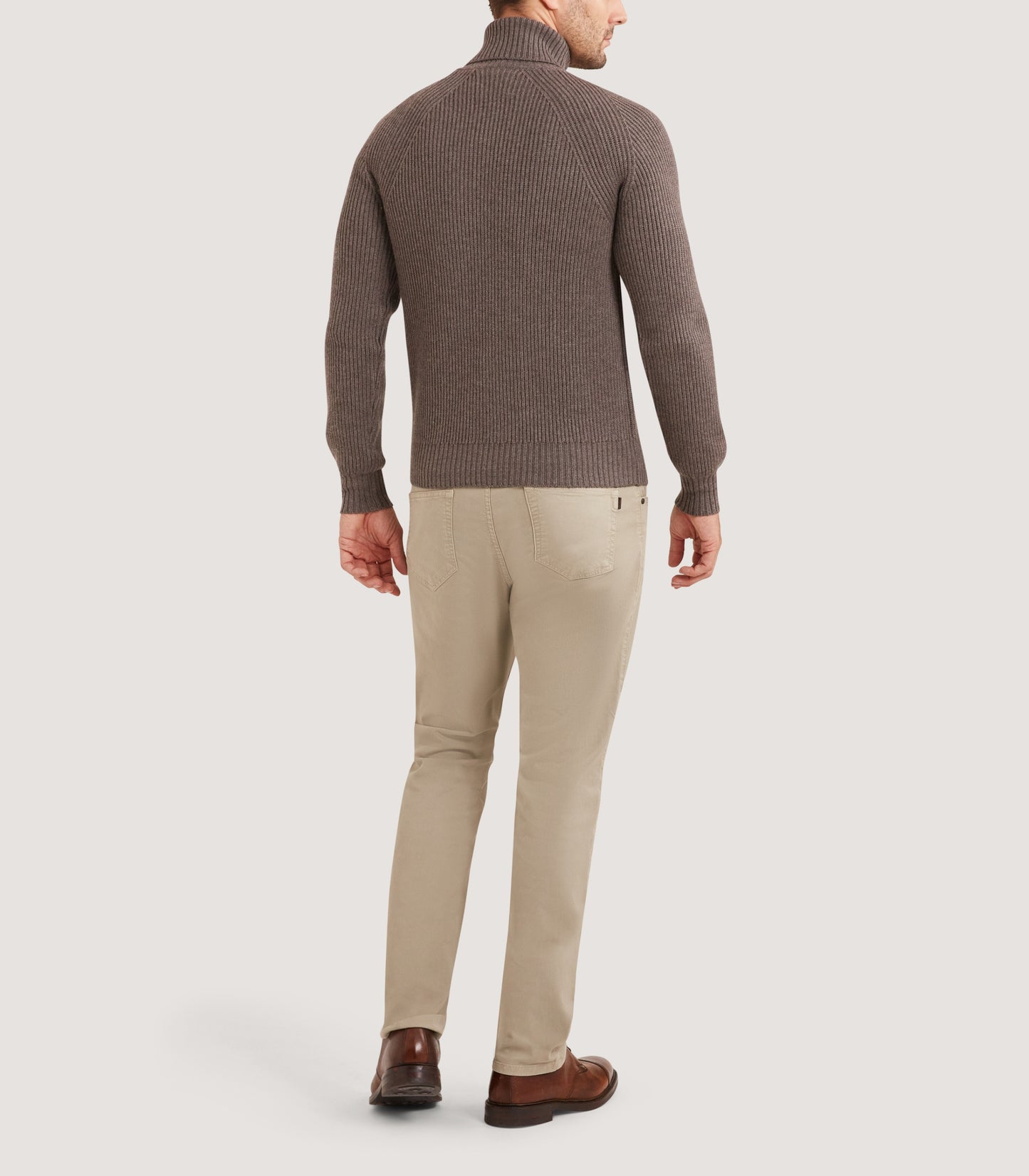 Men's St Ives Fisherman Rib Jumper in Taupe