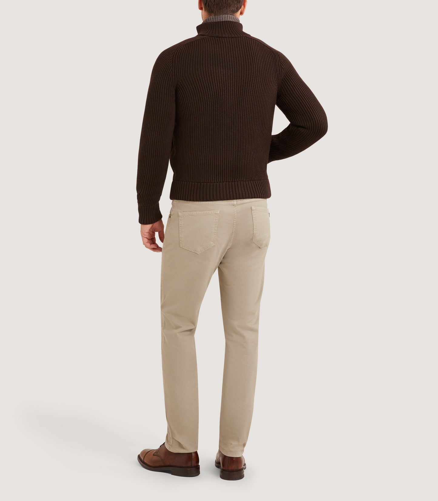 Men's York Suede Zip Front Knitted Cardigan in Chocolate