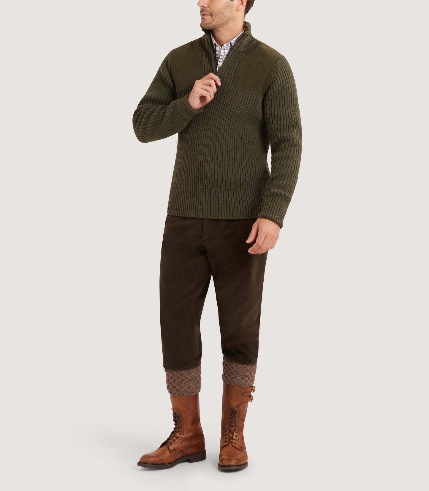 Men's Moleskin Breeks With Storm Cuff In Lovat Green