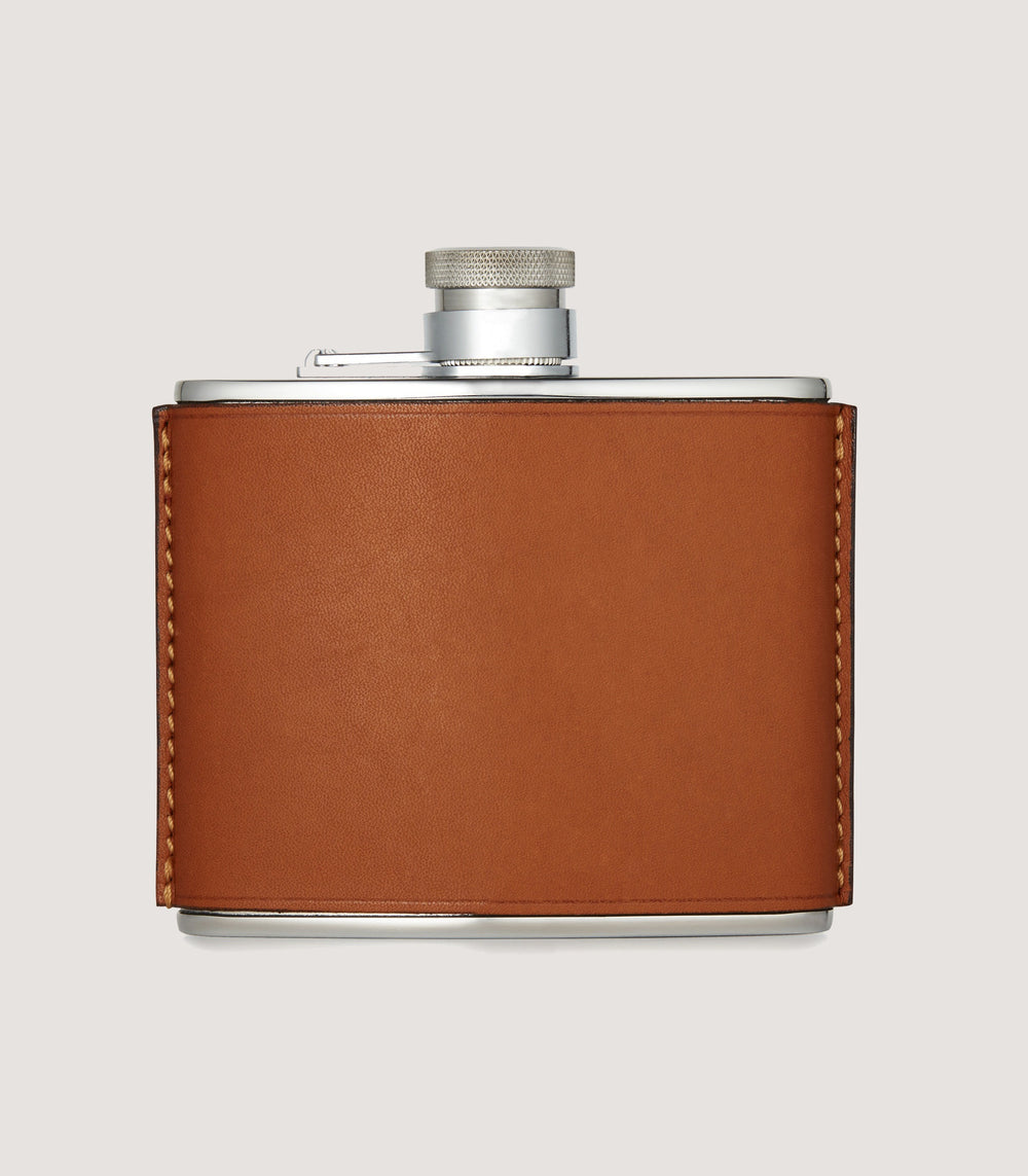 4oz Leather Flask In Tan