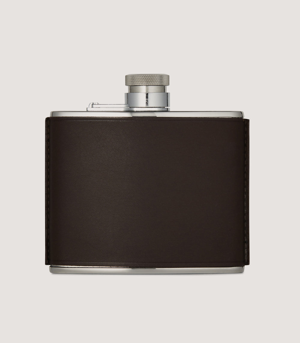 4oz Leather Flask In Dark Brown