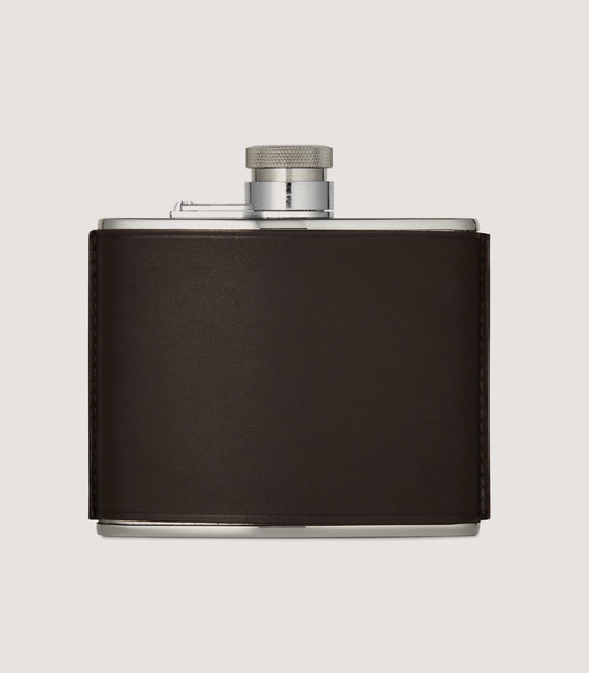 4oz Leather Flask In Dark Brown