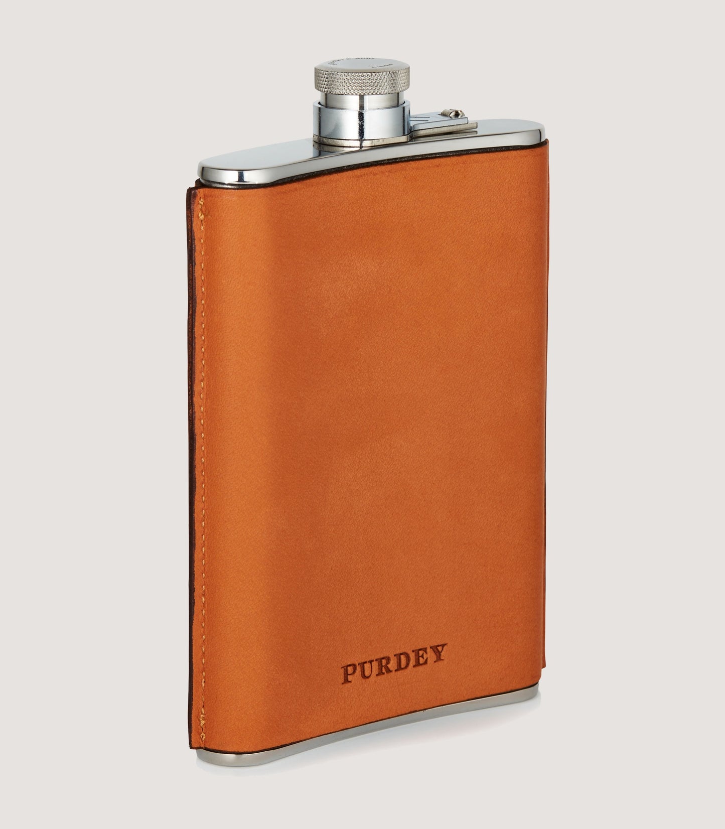 8oz Leather Flask In Tan