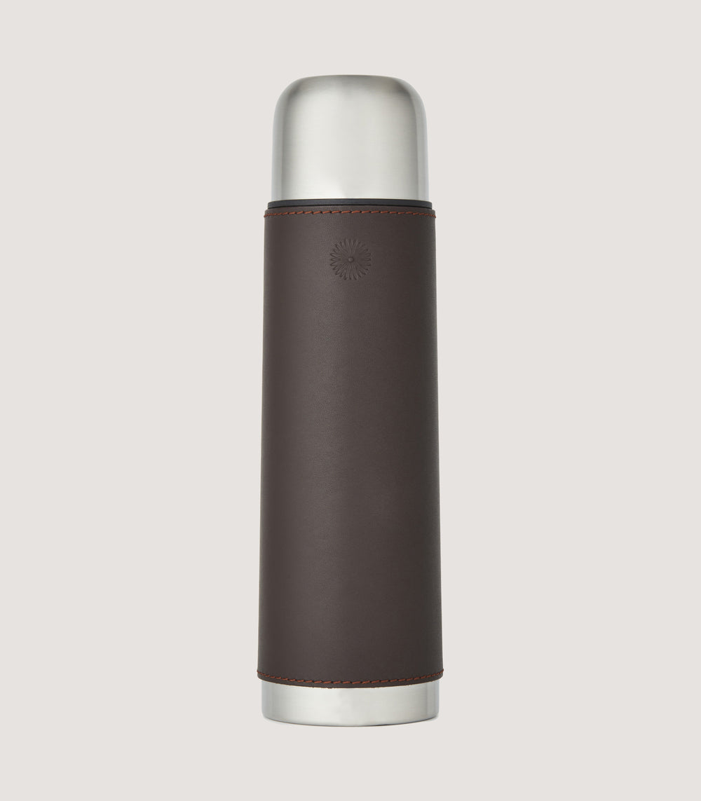 Leather Thermos Flask In Brown