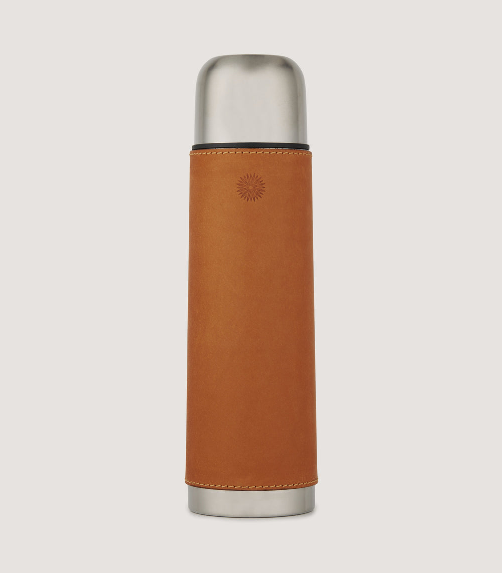 Leather Thermos Flask In Tan
