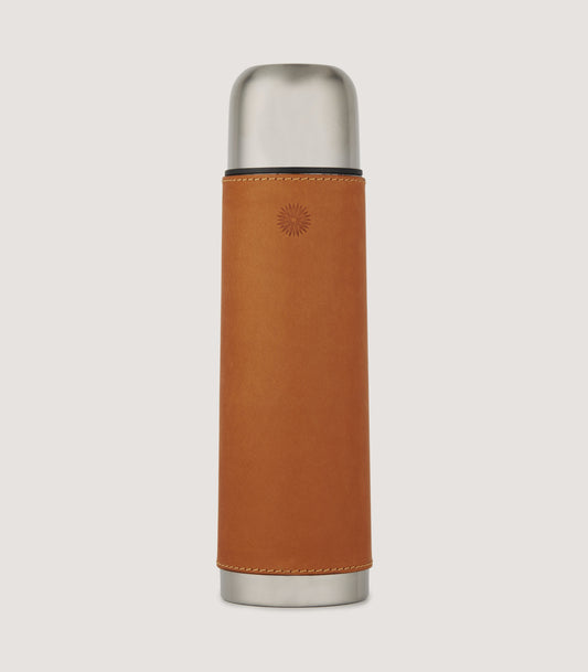Leather Thermos Flask In Tan