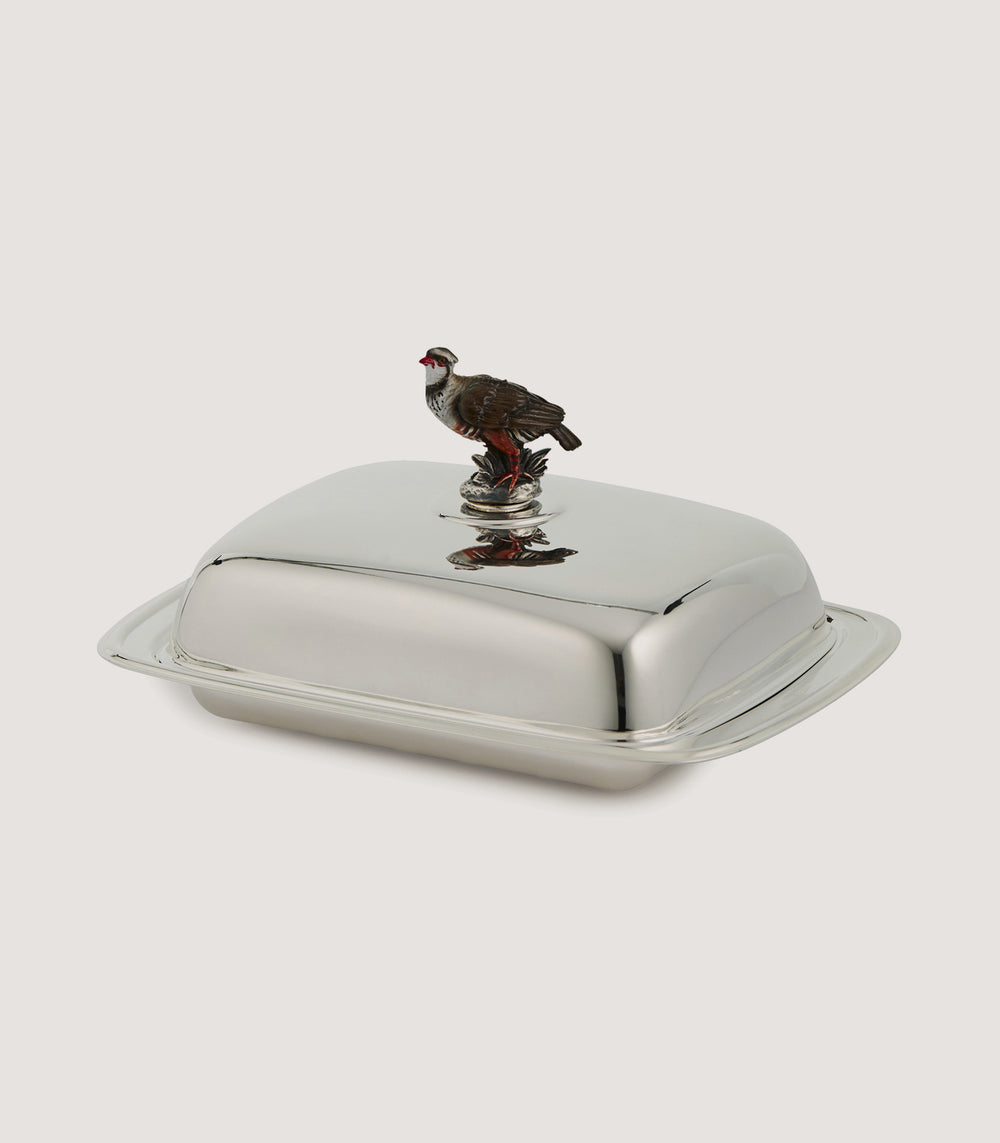 Silver Patridge Butter Tray In Silver