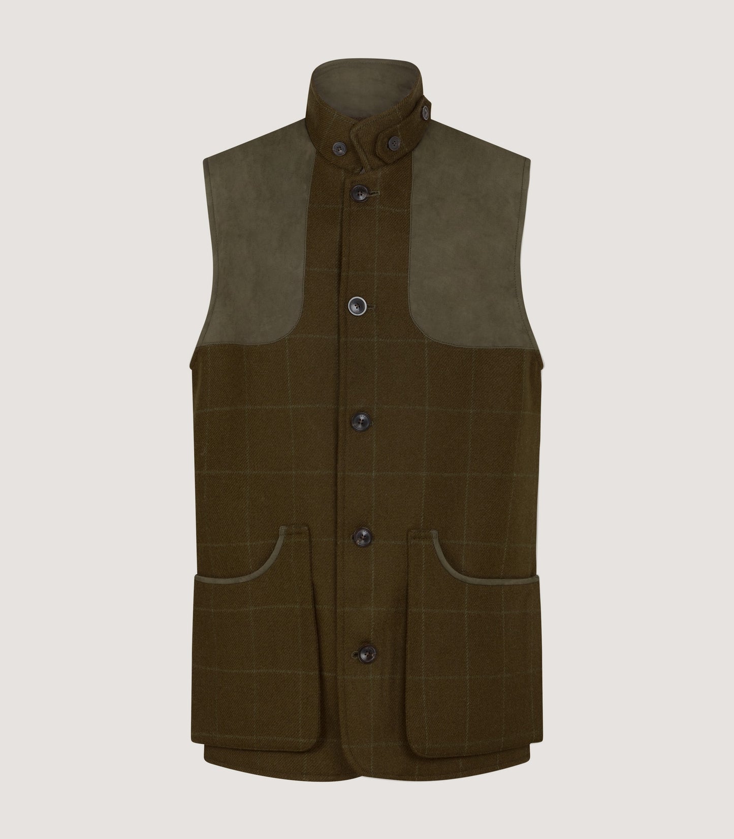 Men's High Collar Tweed Shooting Vest in Zetland