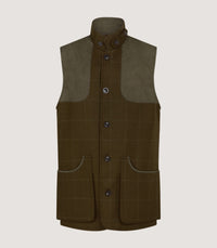 Men's High Collar Tweed Shooting Vest in Zetland