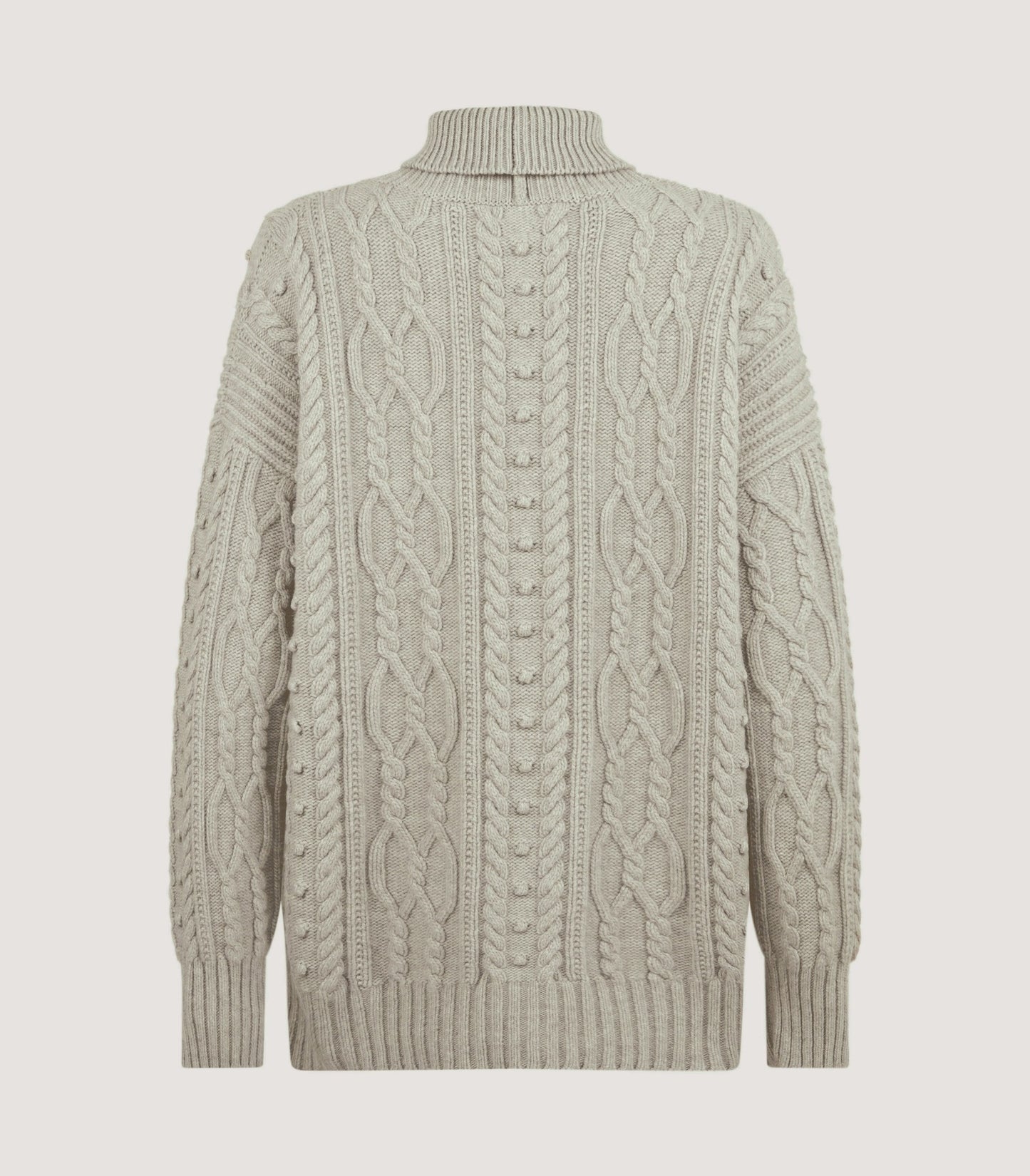 Women's Bruton Cable Knit Roll Neck Sweater in Oat