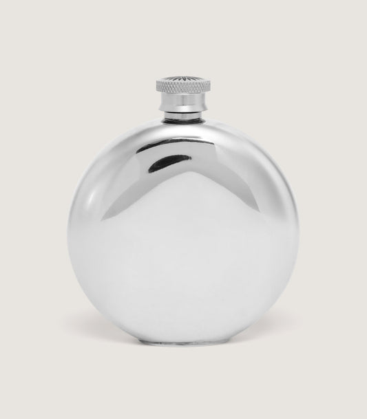Round Concave Back Pewter Flask In Pewter