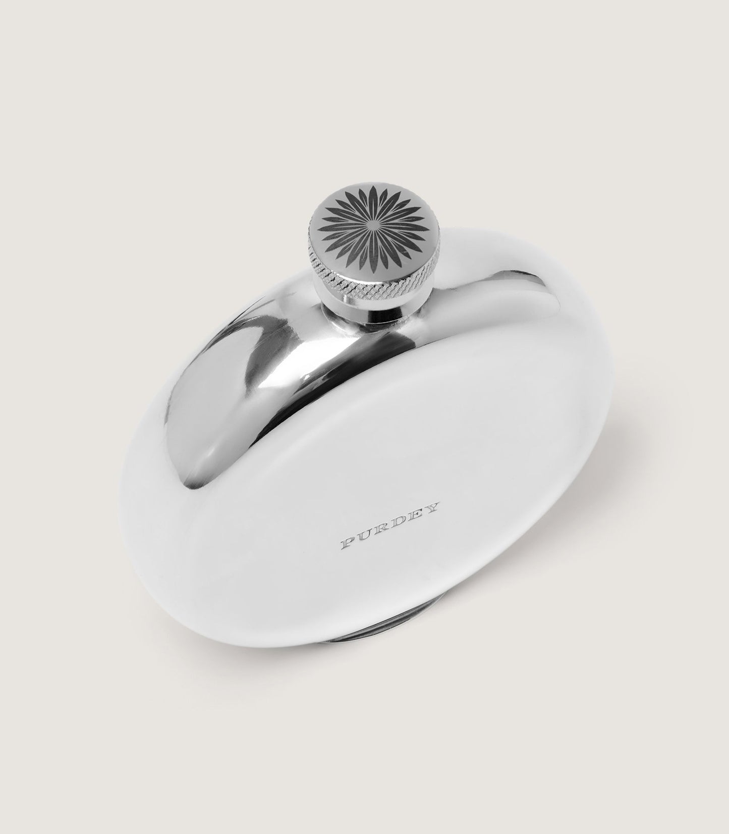 Round Concave Back Pewter Flask In Pewter