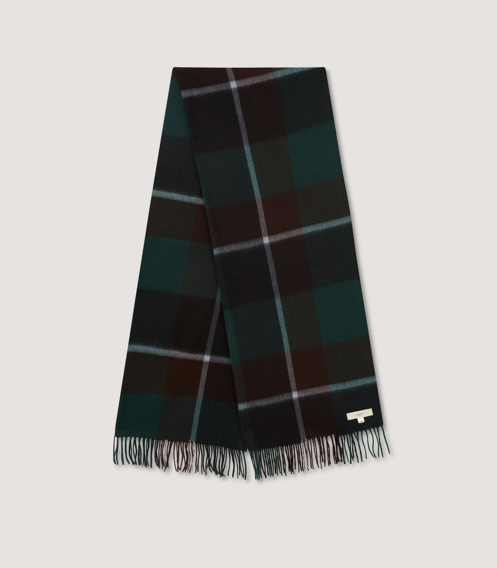 Classic Check Scarf In Forest Green