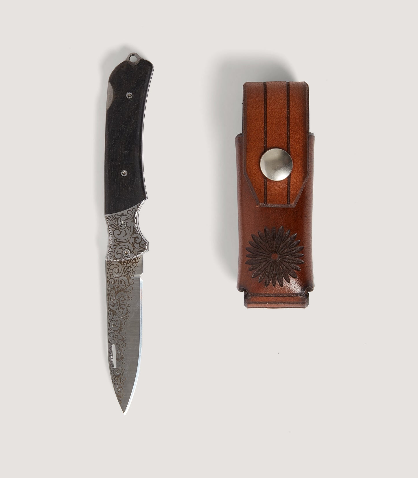 Bog Oak Hunter Folding Knife In Steel