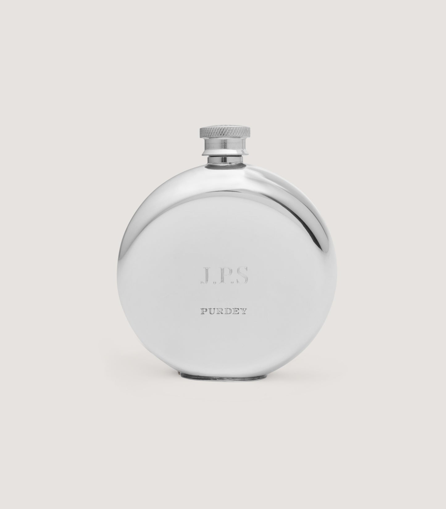 Round Concave Back Pewter Flask In Pewter