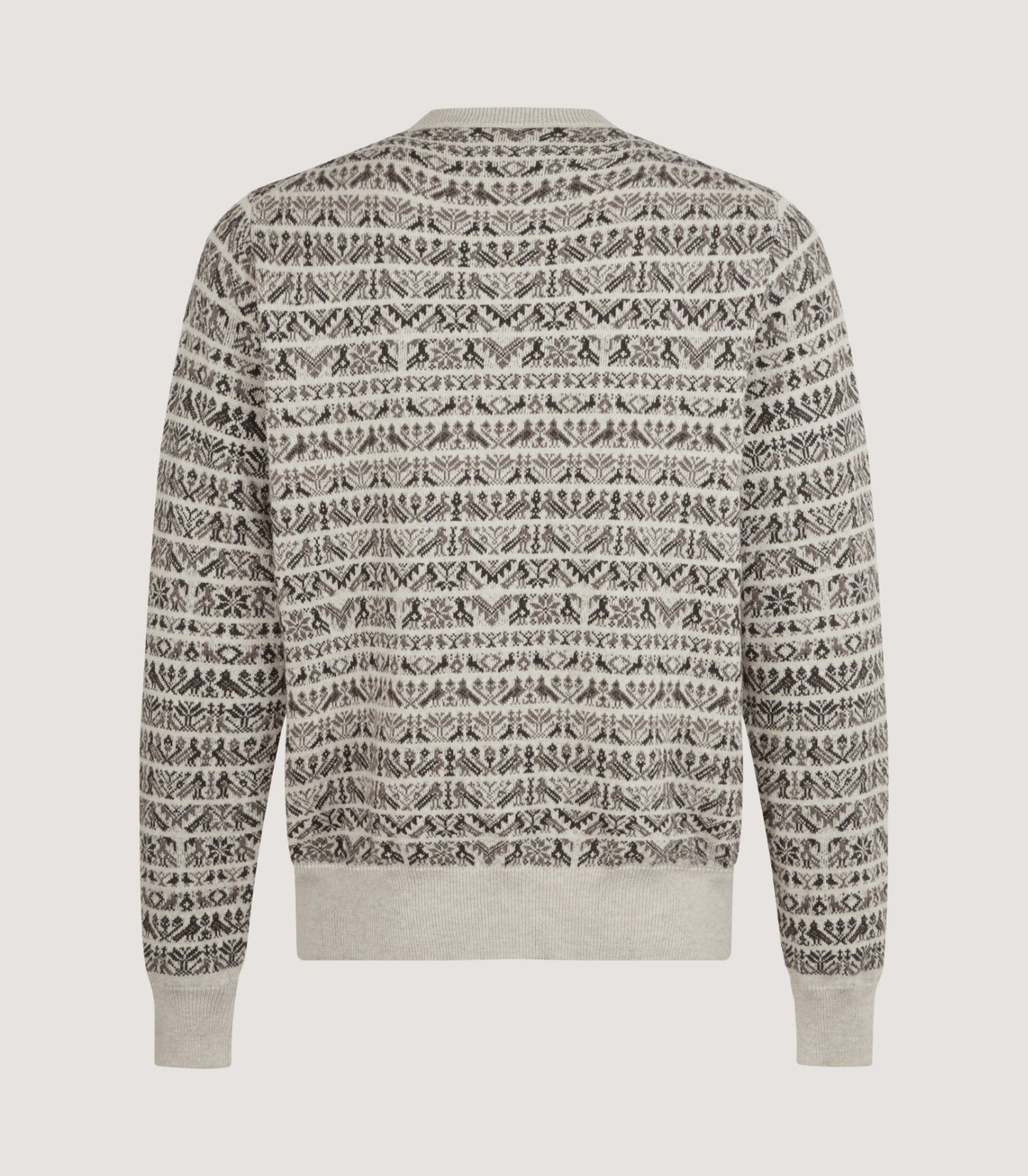 Men's Vigo Wool Fairisle Bird Sweater in Pebble