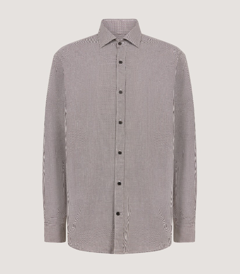 Men's Cotton Shirt With Horn Buttons in Peppercorn