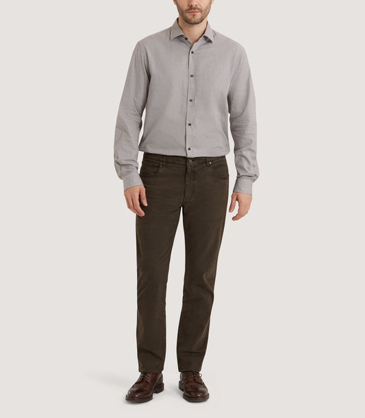 Men's Cotton Shirt With Horn Buttons in Peppercorn