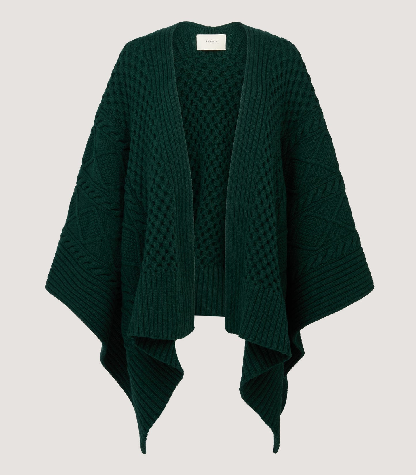 Women's Lammer Muir Knitted Aran Cape In Emerald
