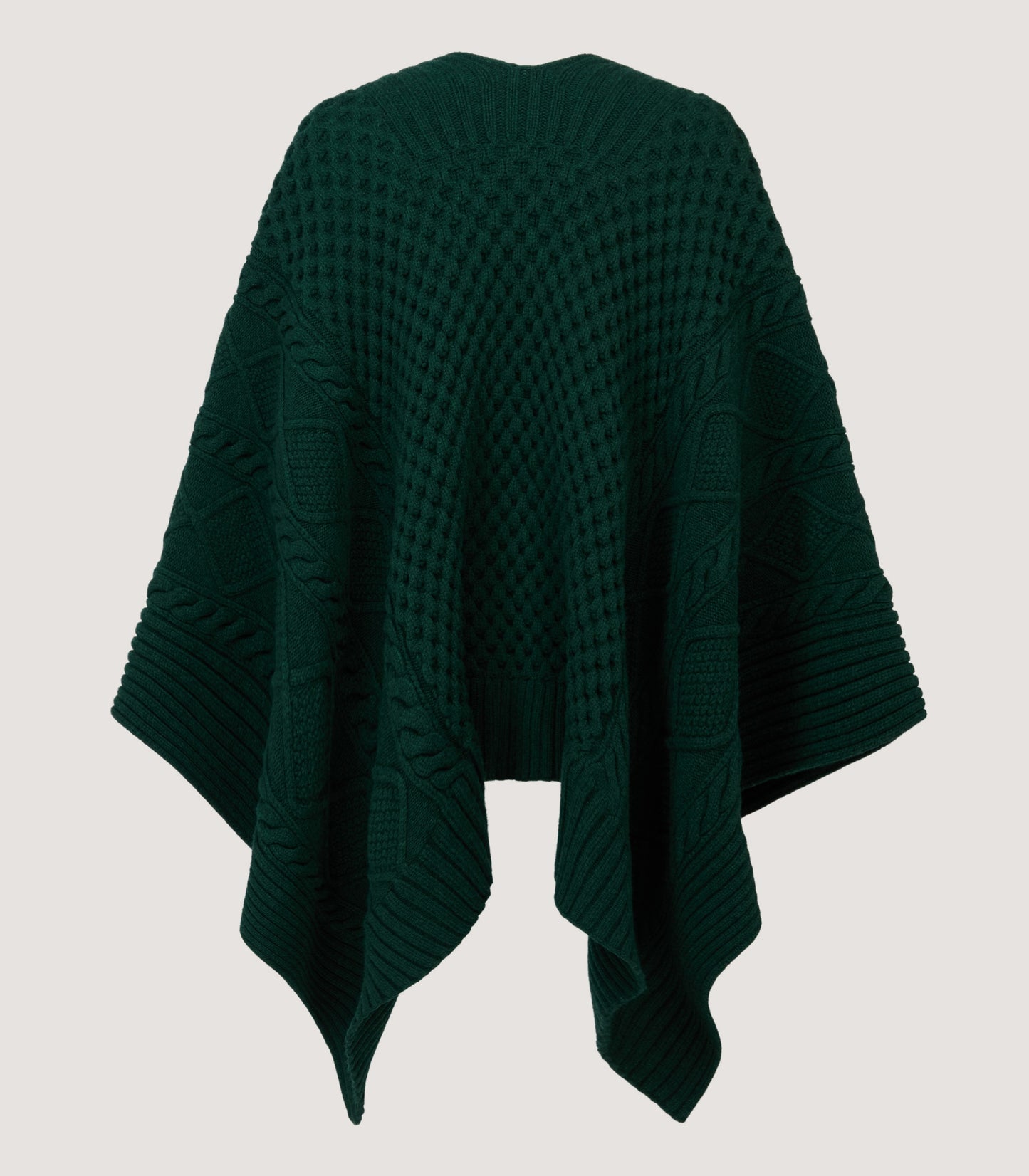 Women's Lammer Muir Knitted Aran Cape In Emerald