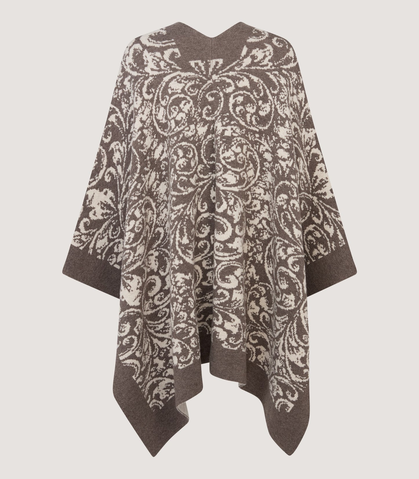 Women's Rose and Scroll Knitted Cape in Hazelnut