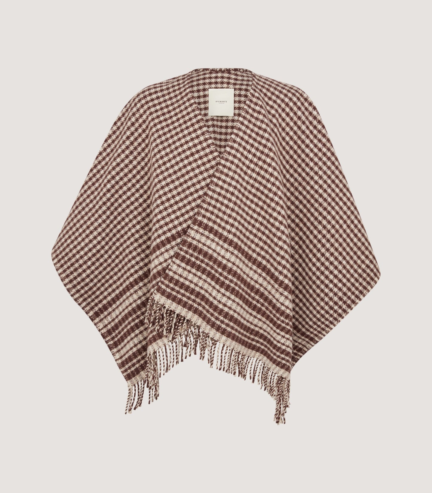 Women's Shepherds Check Poncho in Chocolate