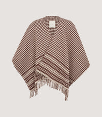 Women's Shepherds Check Poncho in Chocolate