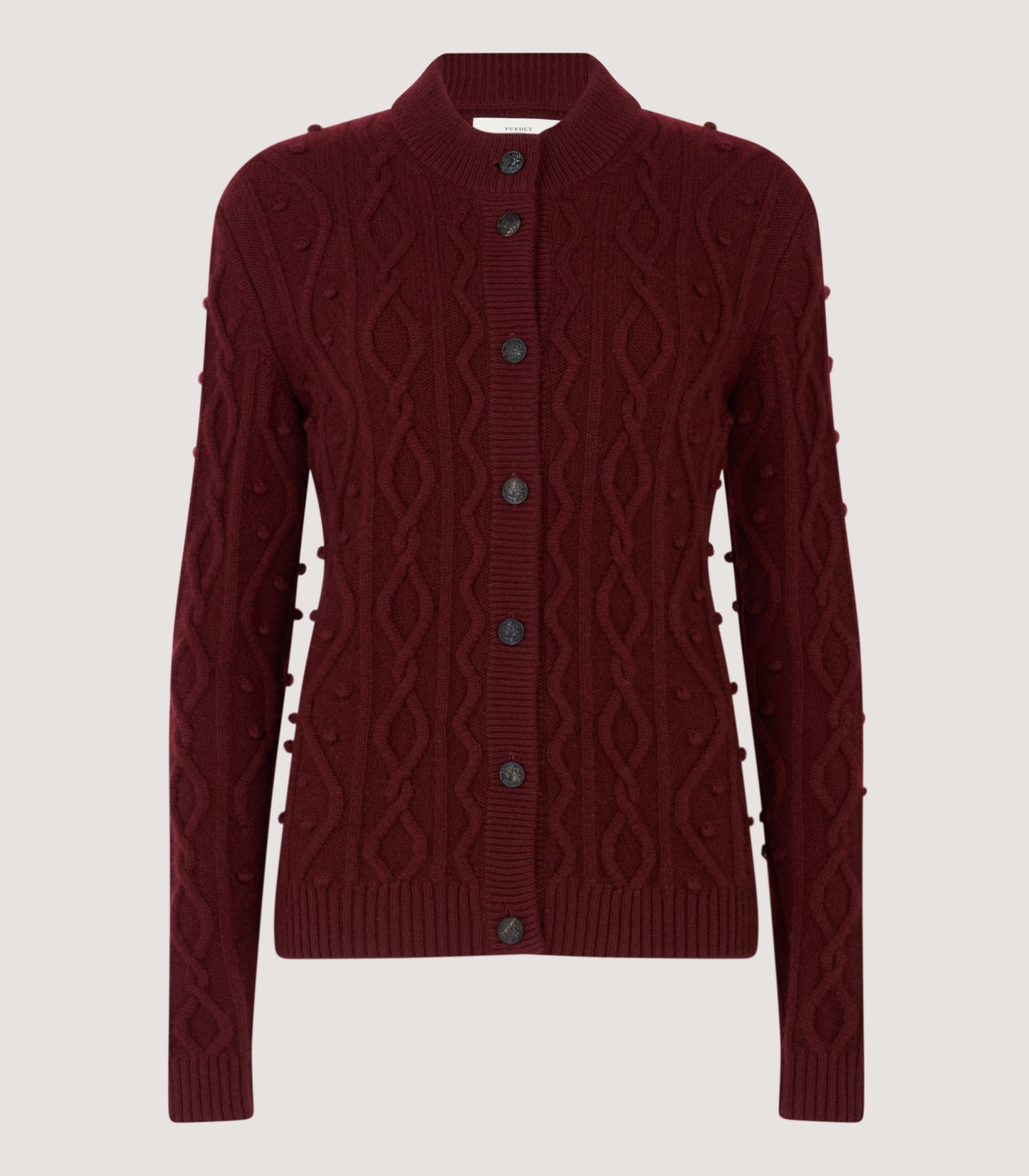 Women's Cashmere Aran Cardigan in Audley Red