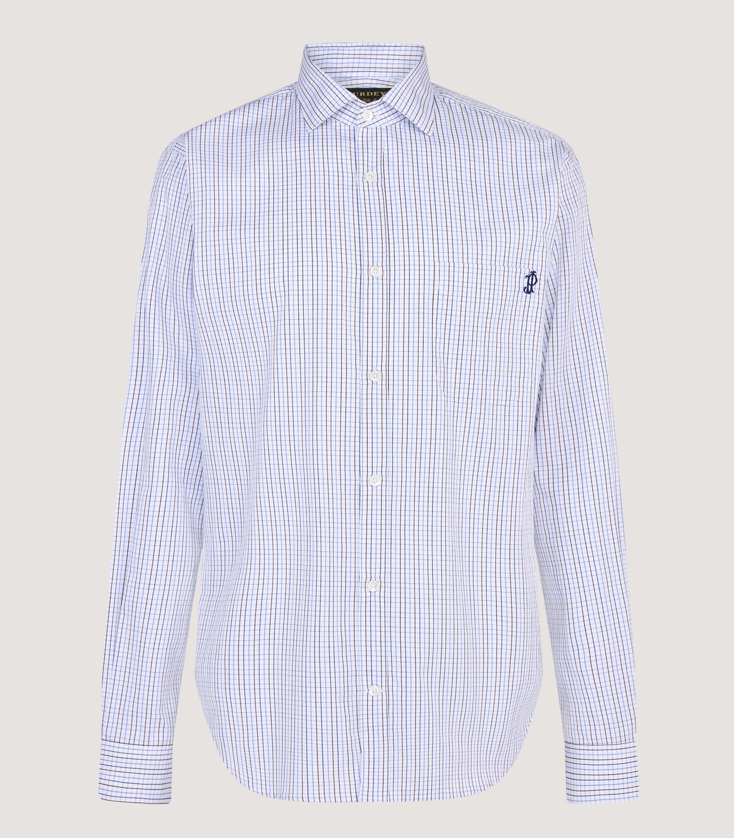 Men's Shooting Small Tattersall Shirt in Cornflower Blue