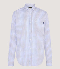 Men's Shooting Small Tattersall Shirt in Cornflower Blue