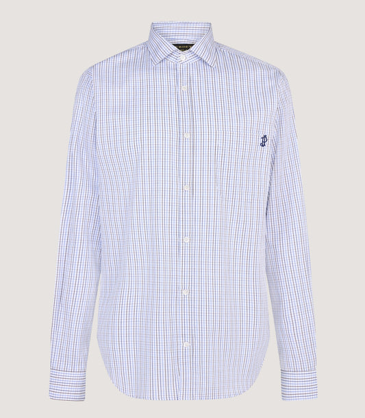 Men's Shooting Small Tattersall Shirt in Cornflower Blue